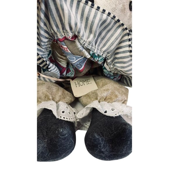 Stuffed Plush Toy Country Cow Handmade Dress Blue White Plaid 17" Animal - Picture 6 of 8